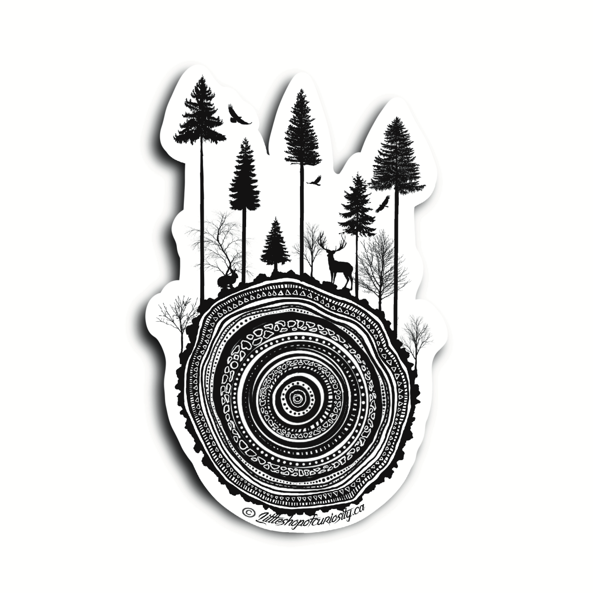 Tree Rings Sticker - Black & White Sticker - Little Shop of Curiosity