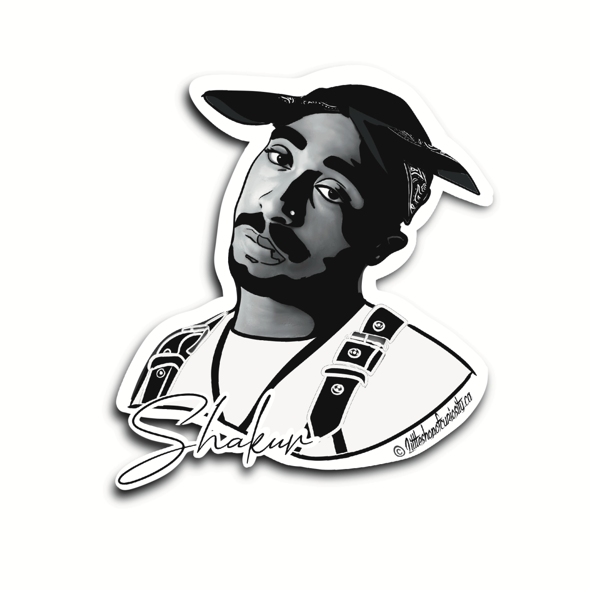 Tupac Shakur Sticker - Black & White Sticker - Little Shop of Curiosity