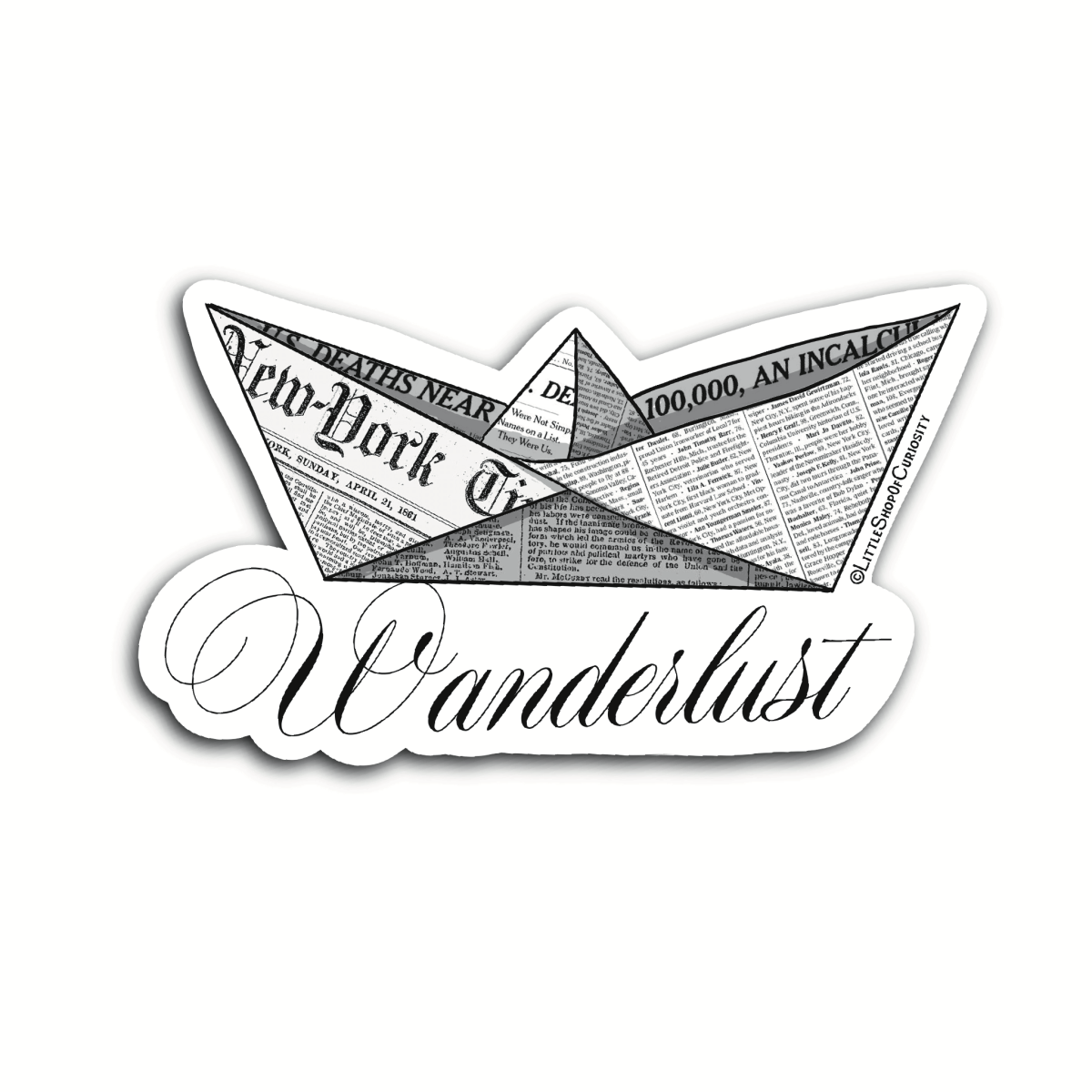 Wanderlust Sticker - Black & White Sticker - Little Shop of Curiosity