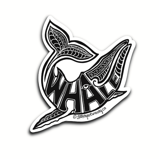 Whale Sticker - Black & White Sticker - Little Shop of Curiosity